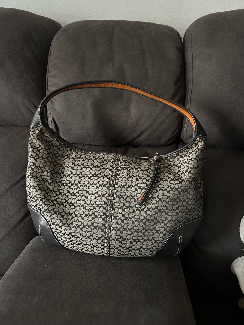 Vtg Coach Y2K Signature Black Canvas Hobo Shoulder Bag 6618